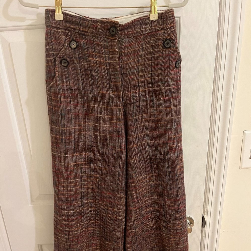 Cartonnier wide-leg wool plaid pants size 6